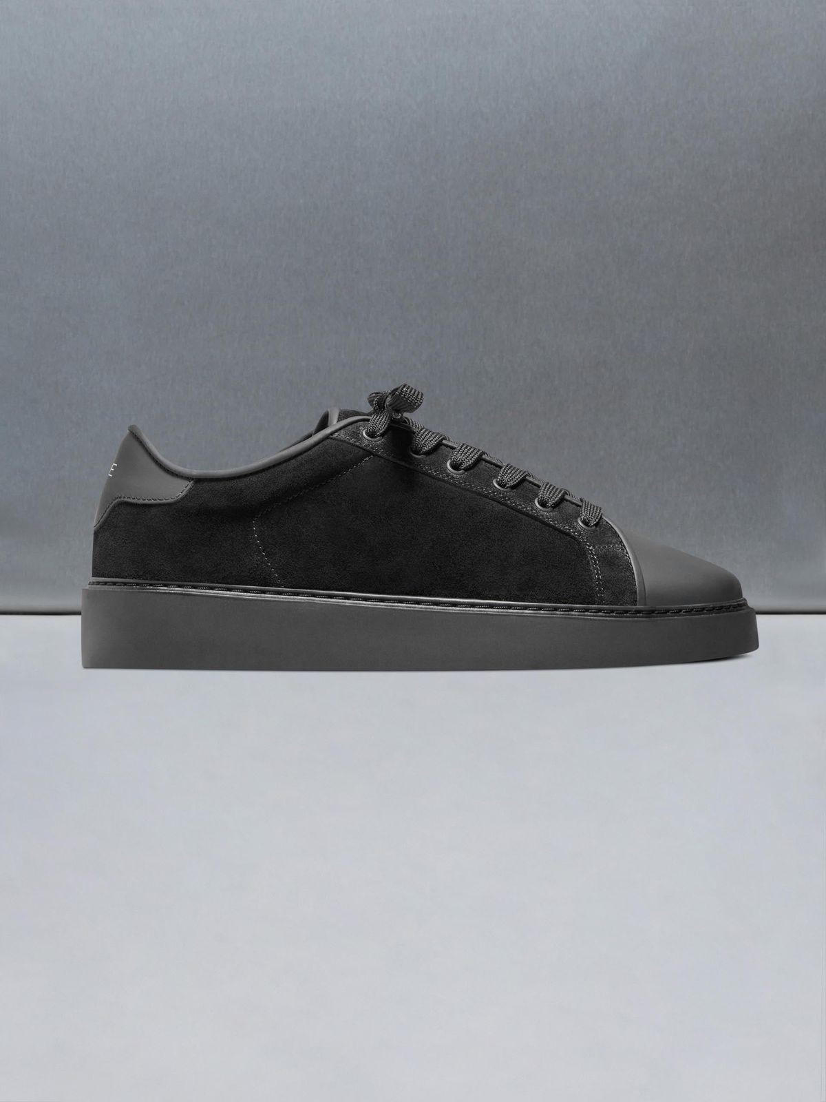 Mid Leather Toe Cap Trainer in Triple Black