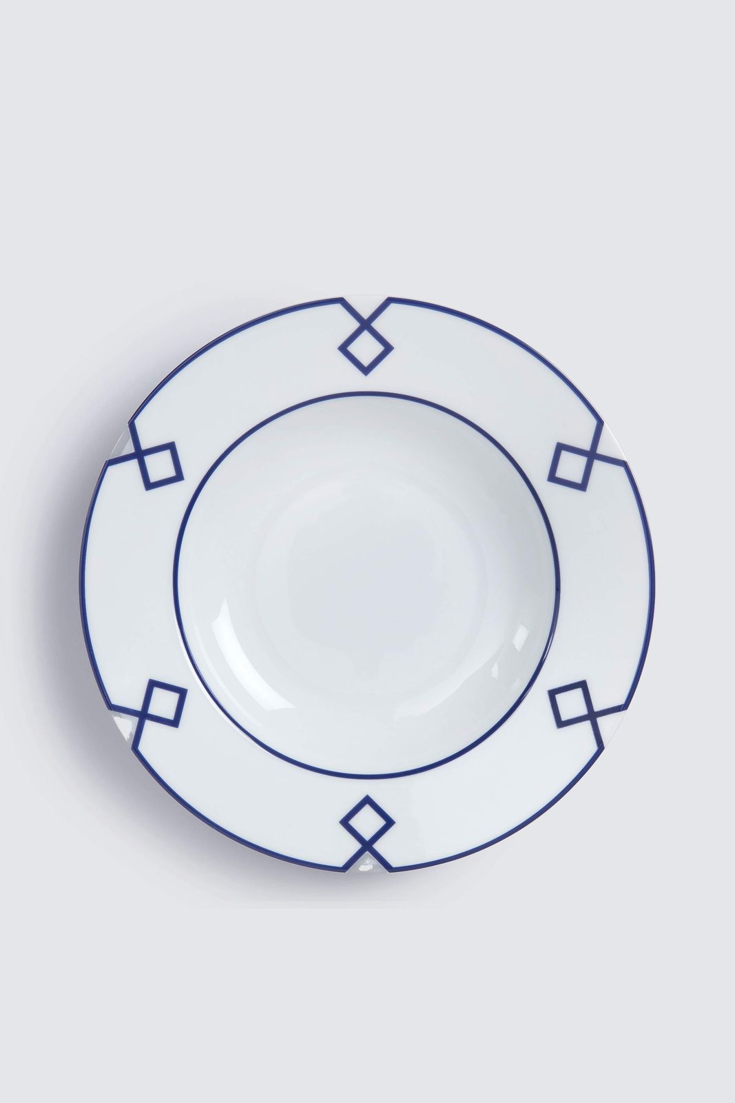 Naples Soup Bowl with Navy Geometric Border