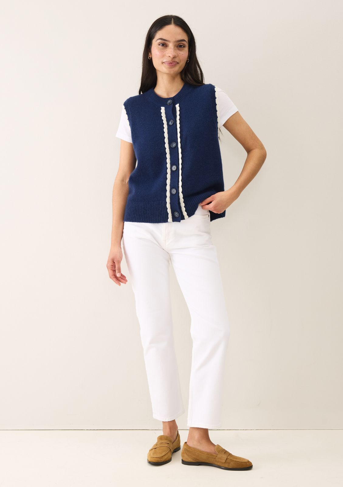Shell Front Waistcoat in Midnight Blue