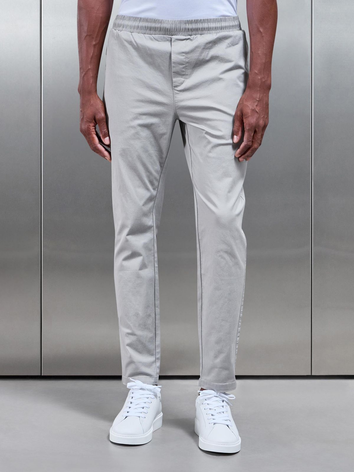 Tailored Drawstring Chino Trouser in Stone