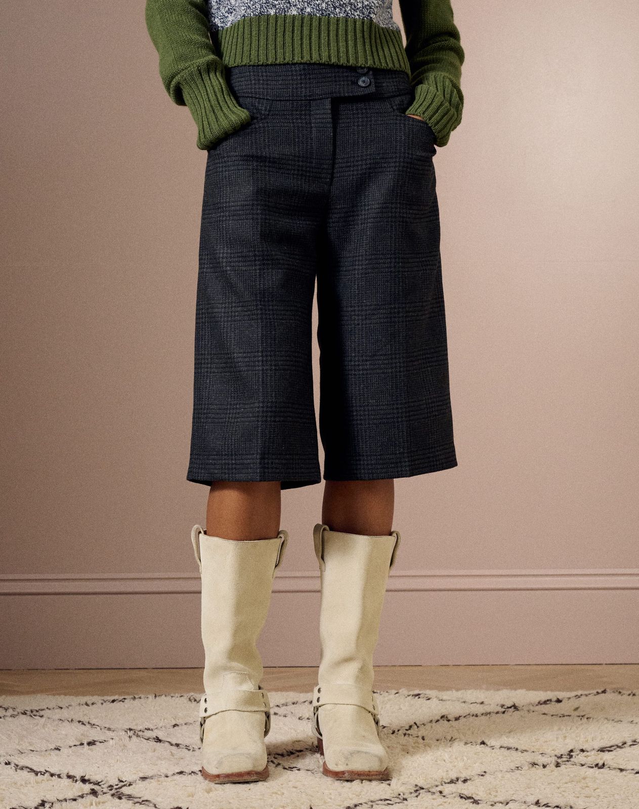 The Check Wool Long Shorts