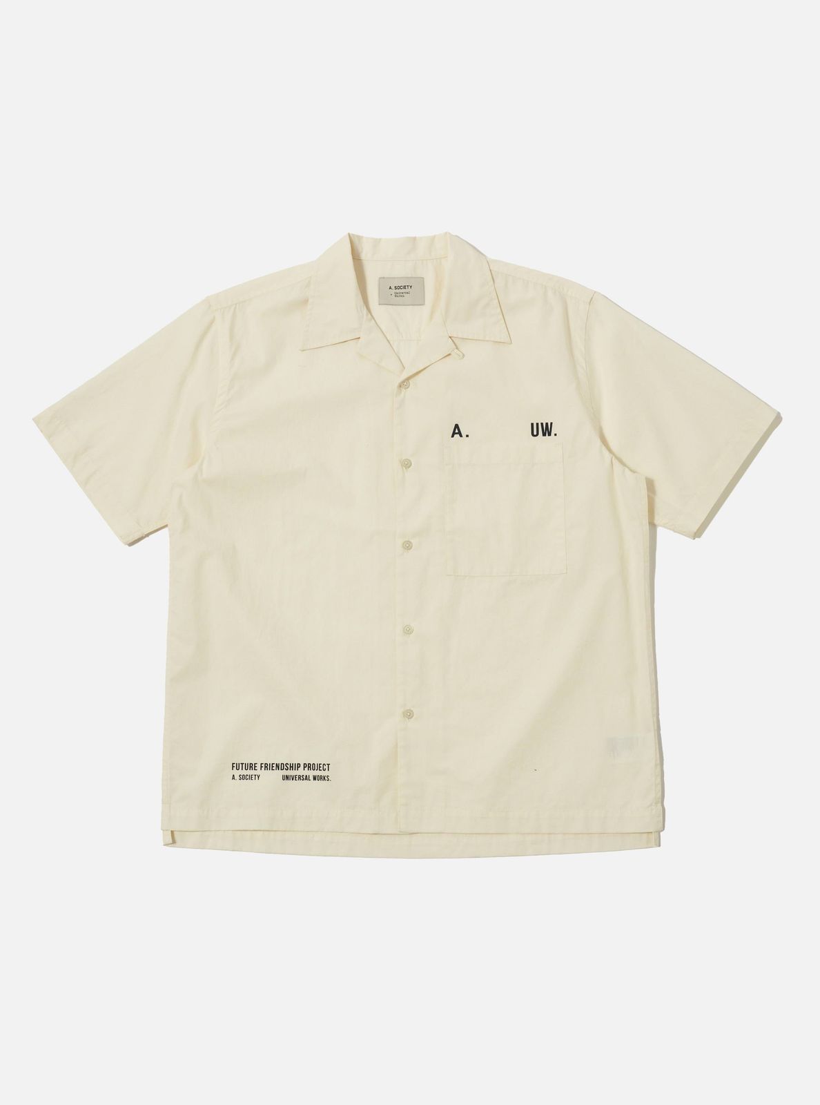 A. SOCIETY x Universal Works Ecru Broadcloth Camp Shirt
