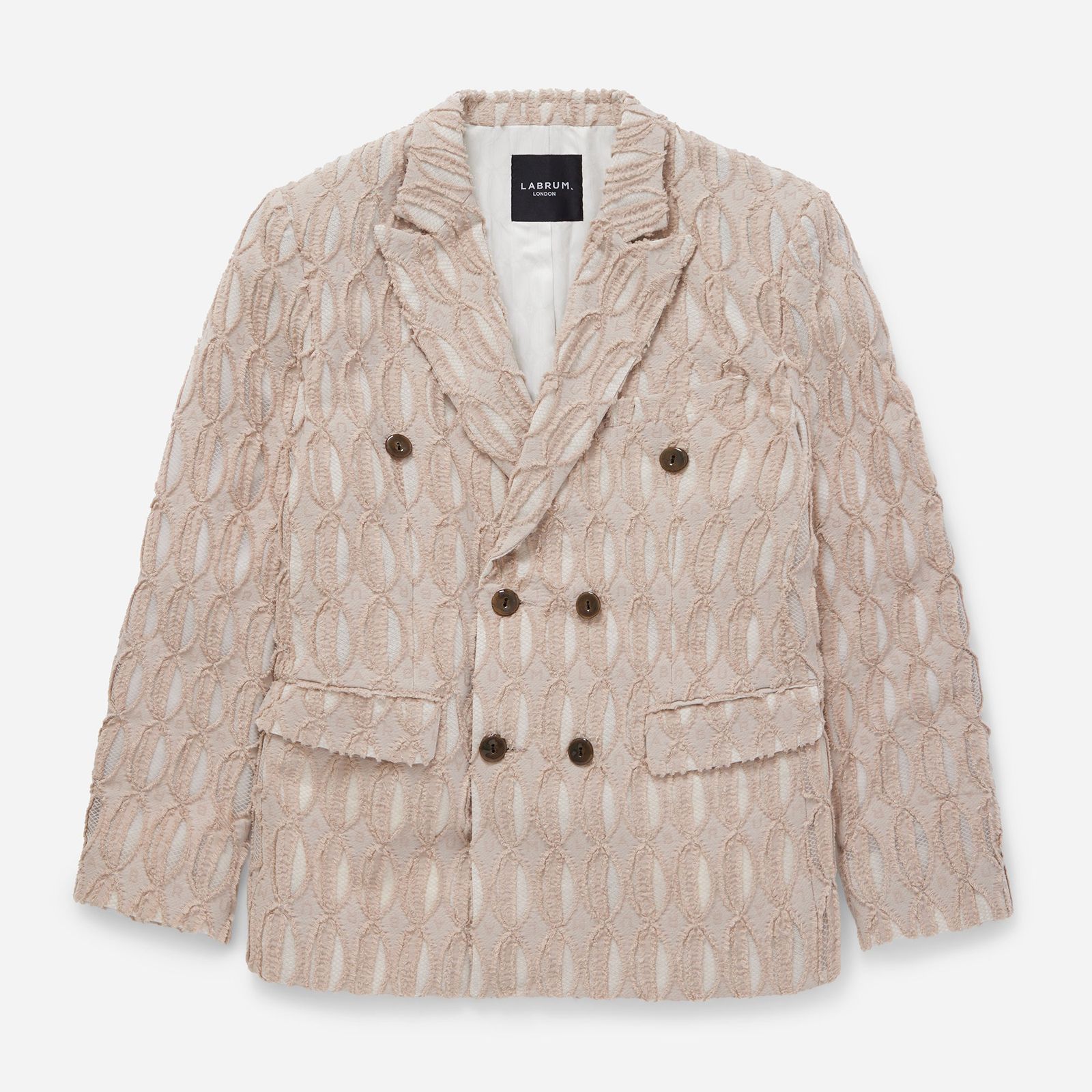 Blush Double Breasted Monogram Blazer