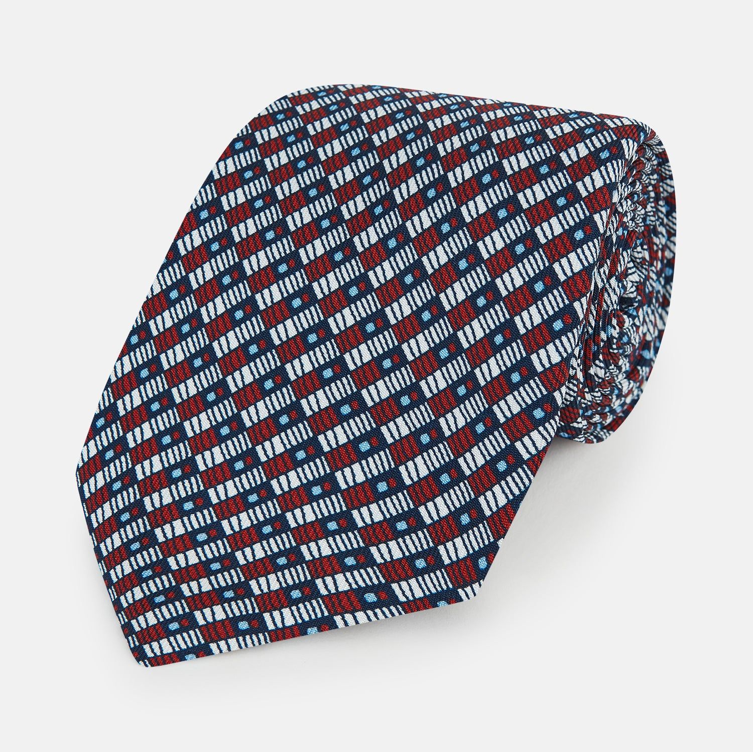 TIES 9.5CM GEOMETRIC RECTANGLES RED