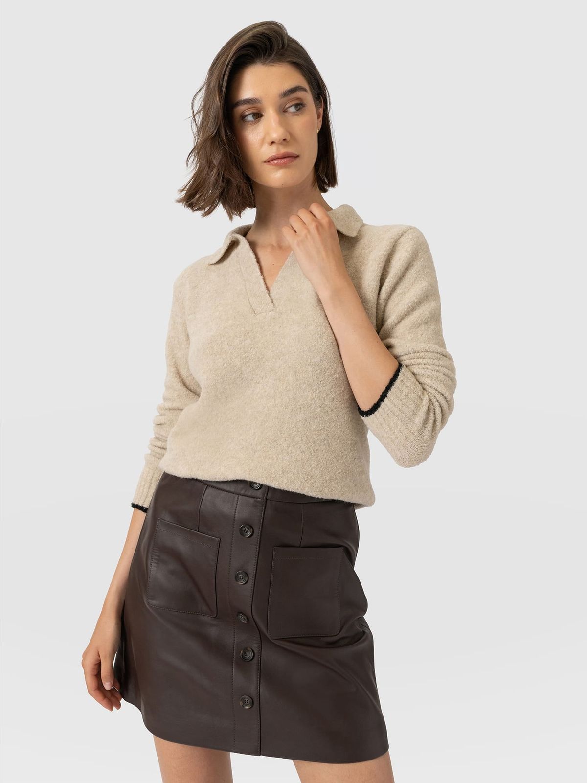 Delphi Polo Knit - Oatmeal