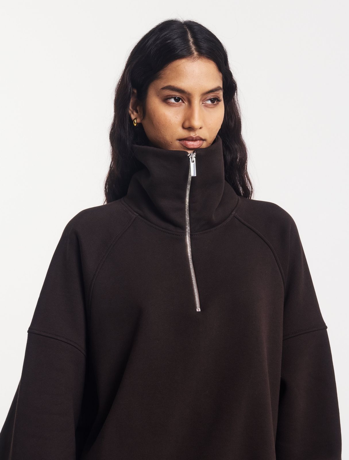Classic Half Zip Sweatshirt in Bitter Chocolate