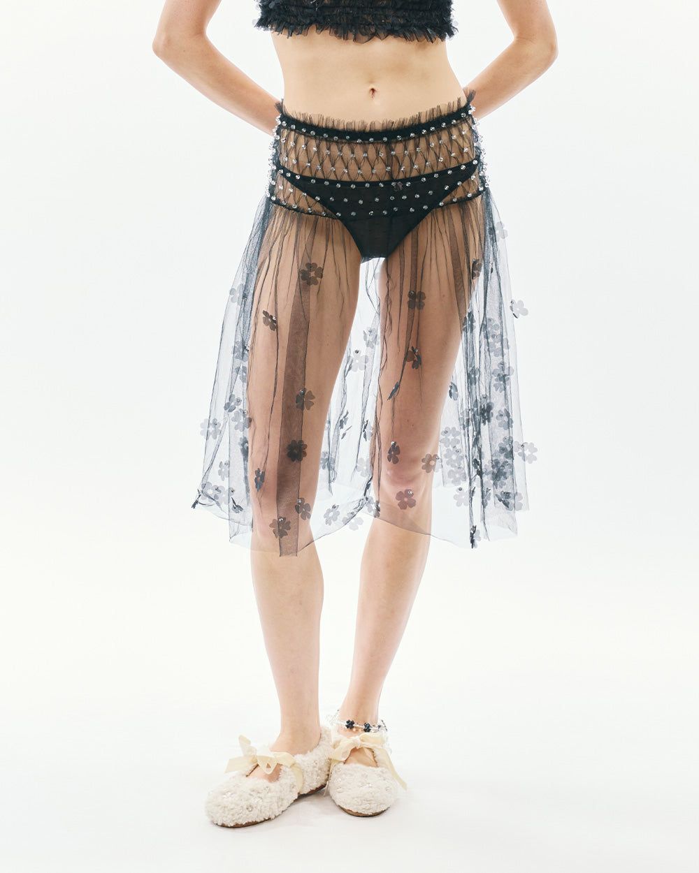 BUBBLE SMOCKED FLOAT FLOWER SKIRT