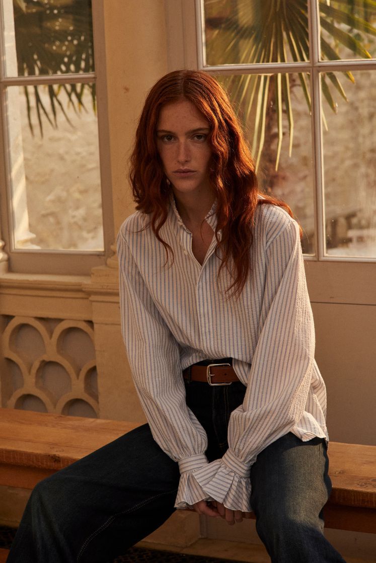 Chemise BOUDOIR SEERSUCKER Rayée Bleue