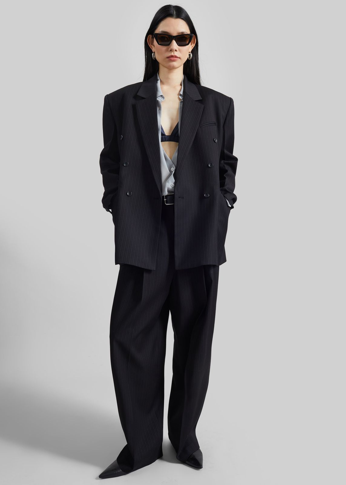 Helmond Pleated Trousers - Black Multi Stripe