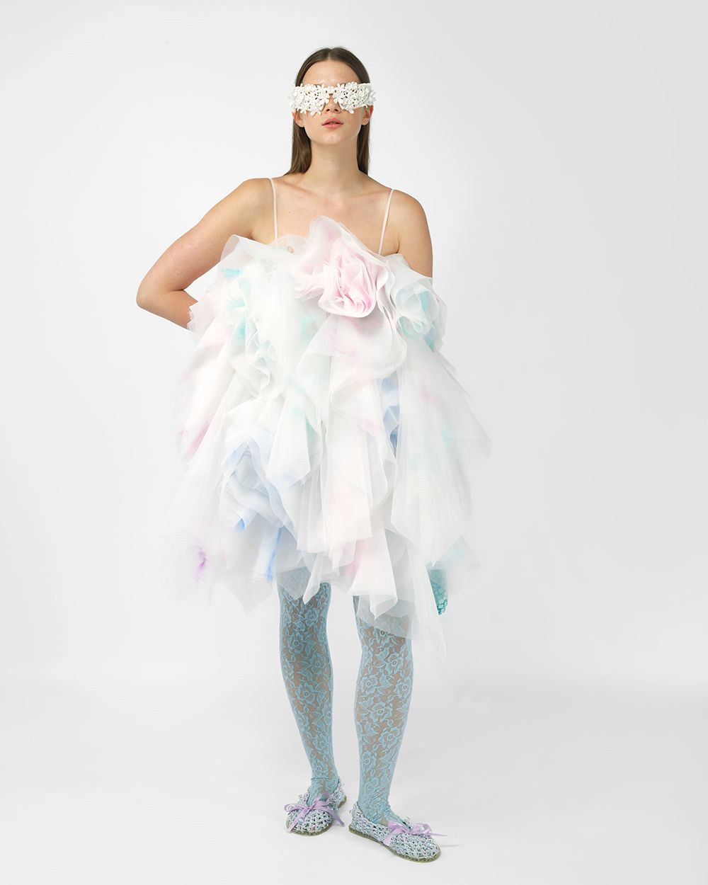FEATHER ORGANZA LAYERED DRESS