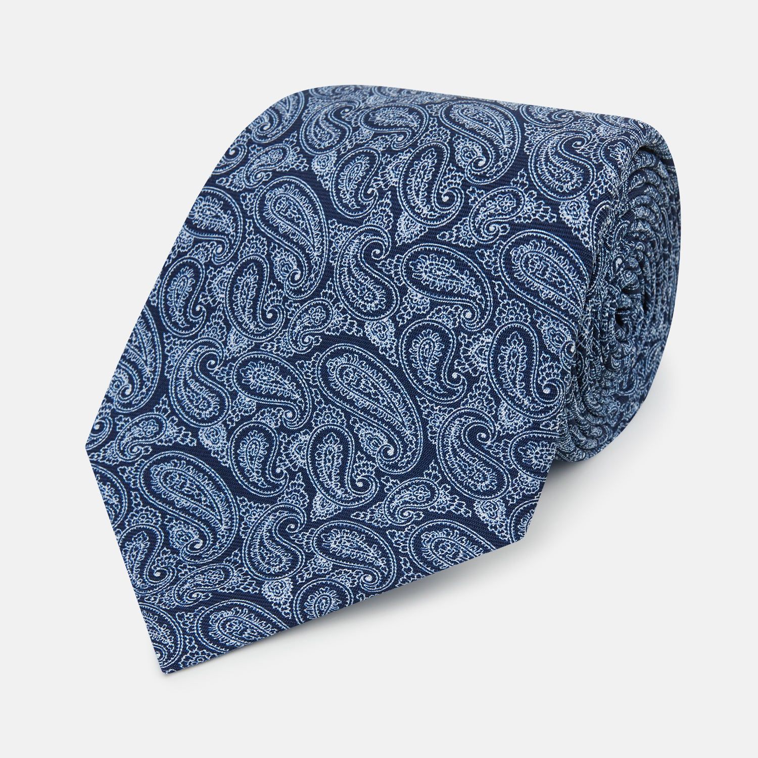 Dark Navy Paisley Silk Tie