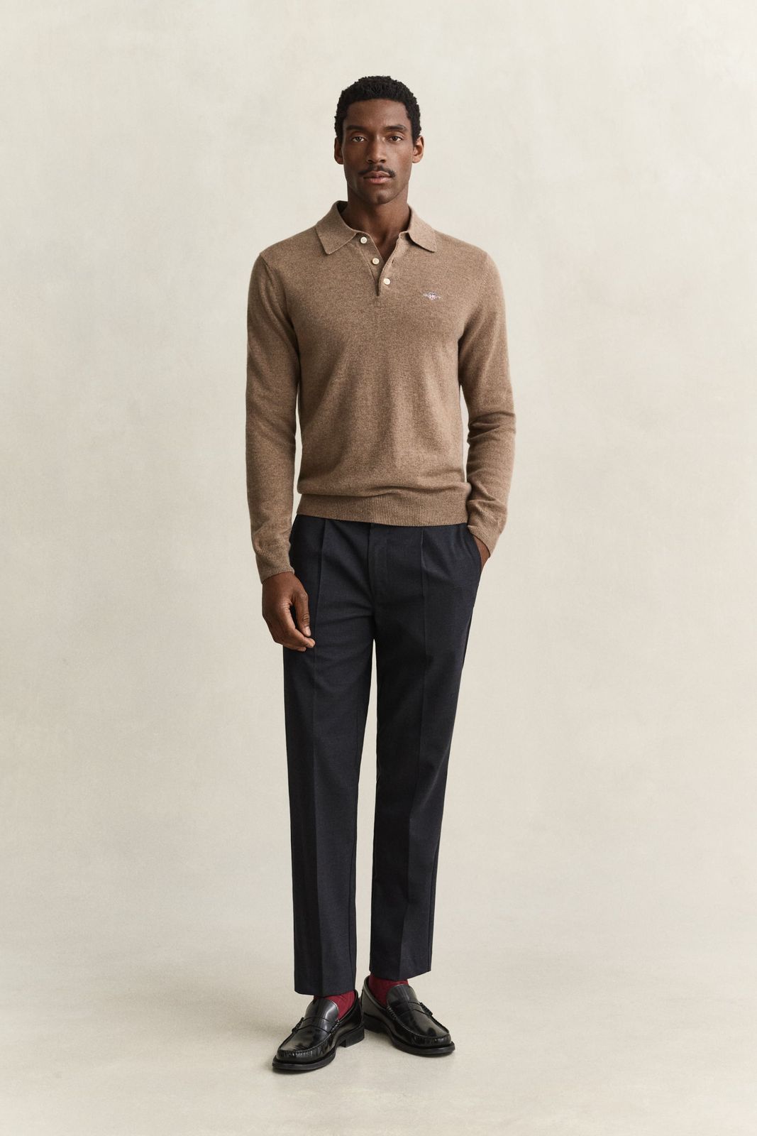 Tapered Wool Pants - BLACK GREY