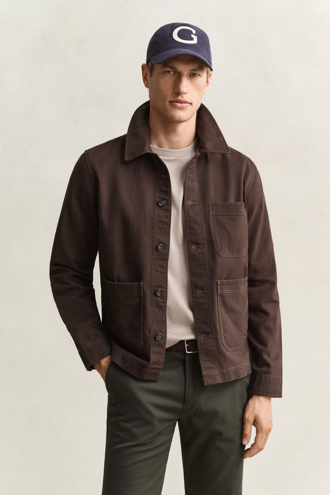 Brushed Twill Overshirt - BLACK BROWN