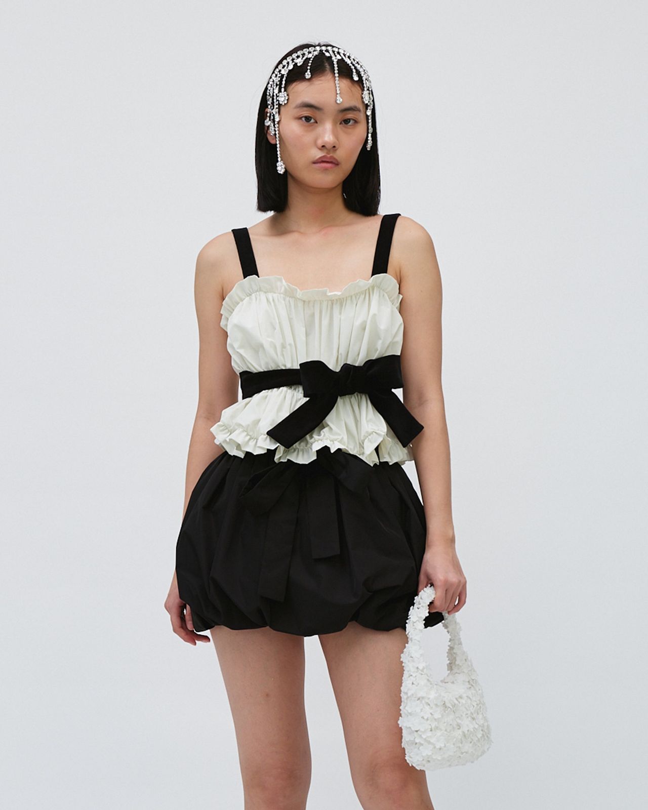 RUFFLE BOW STRAP TOP
