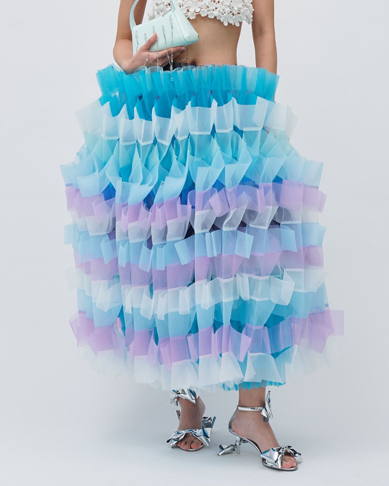 AIR-PLEAT AQUA MAXI SKIRT