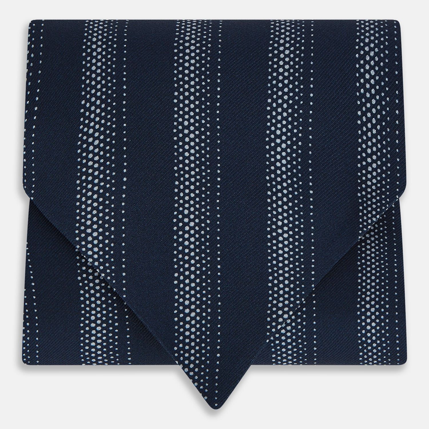 Navy Dotted Stripe Printed Silk Cravat