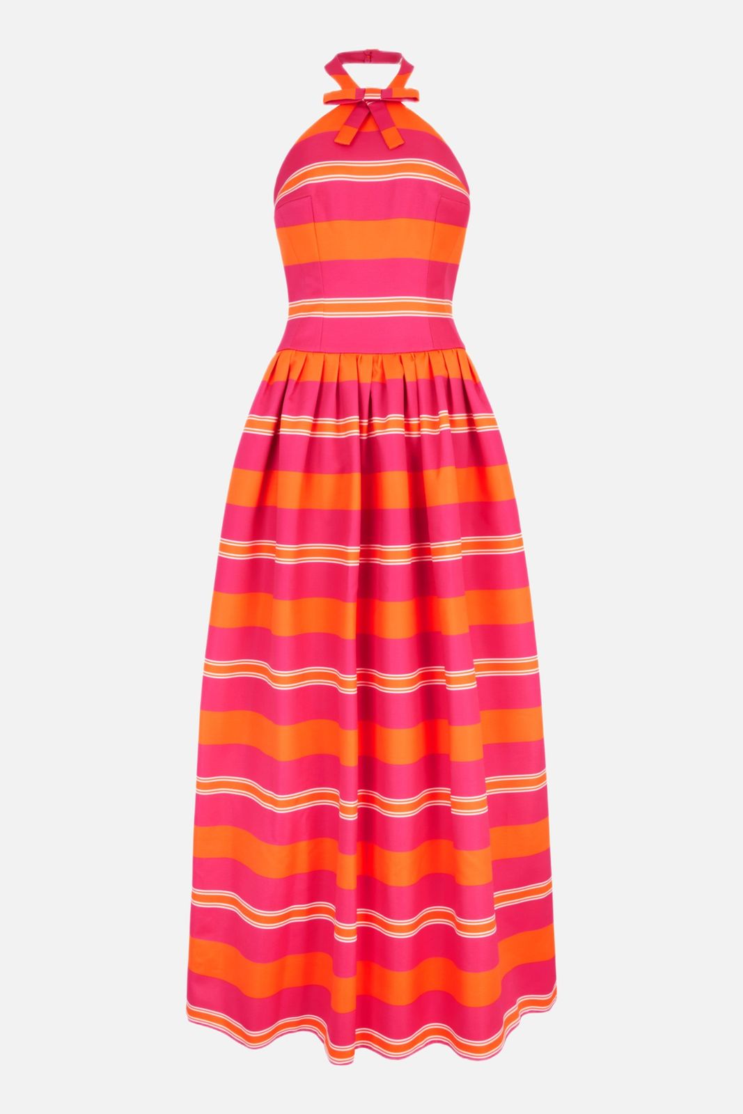 Sweeny Dress in Hot Pink & Orange Striped Taffeta Faille