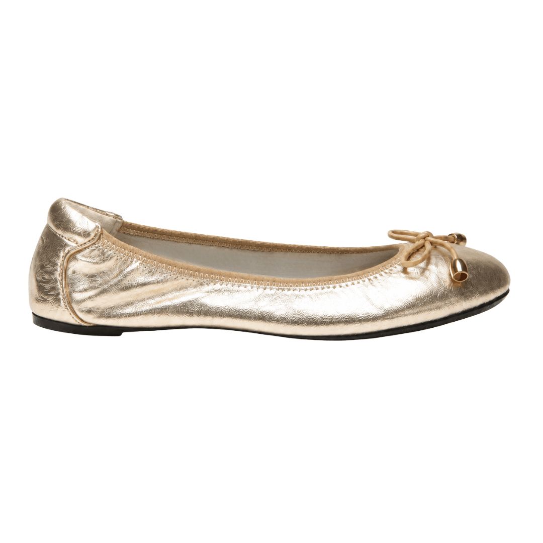 Sandringham Gold Leather Ballet Flats