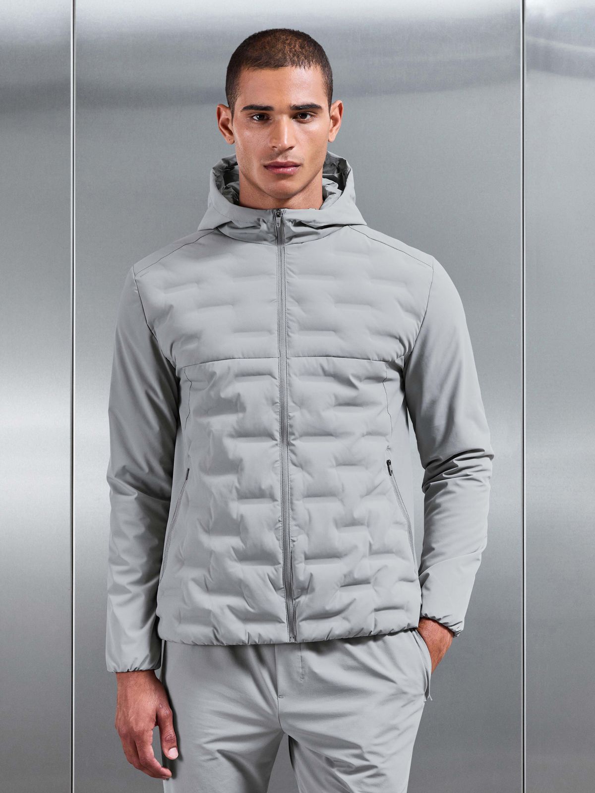 Active Quilted Windbreaker in Mid Grey