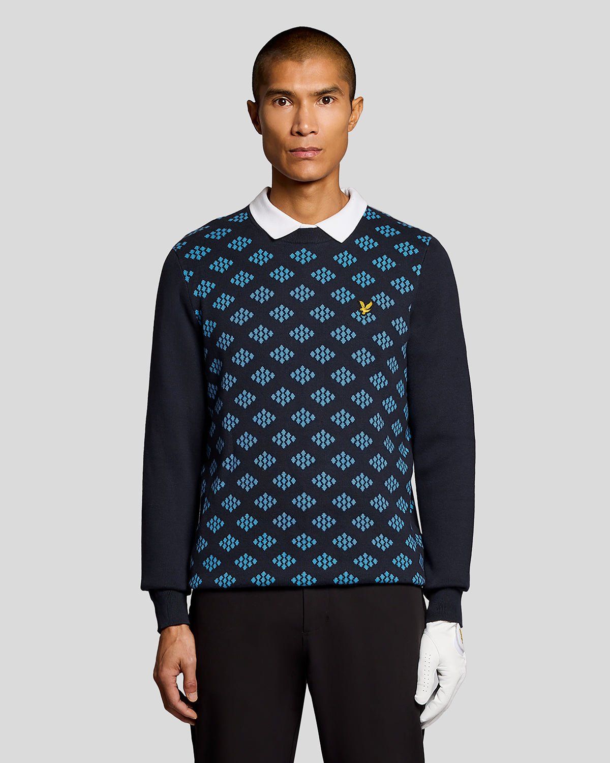 Cotton Crew Neck Argyle Jumper