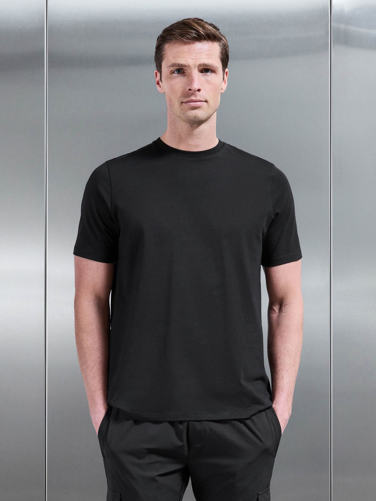 Essential Slim Fit Cotton Stretch T-Shirt in Black