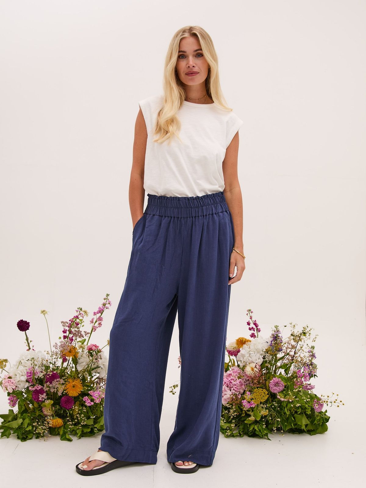 Ria Navy Textured Culottes