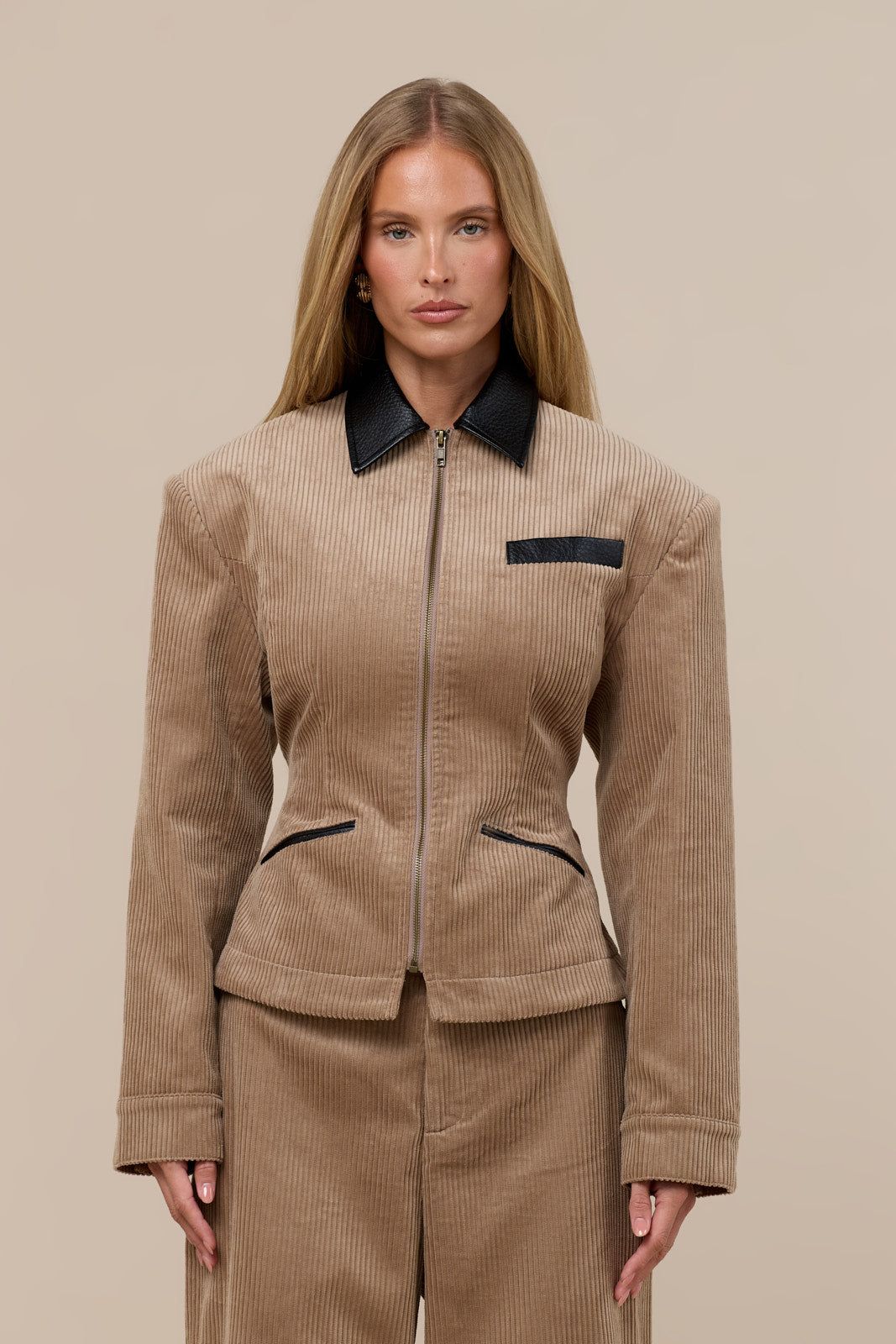 HAMETT CORDUROY CINCHED JACKET | CARAMEL