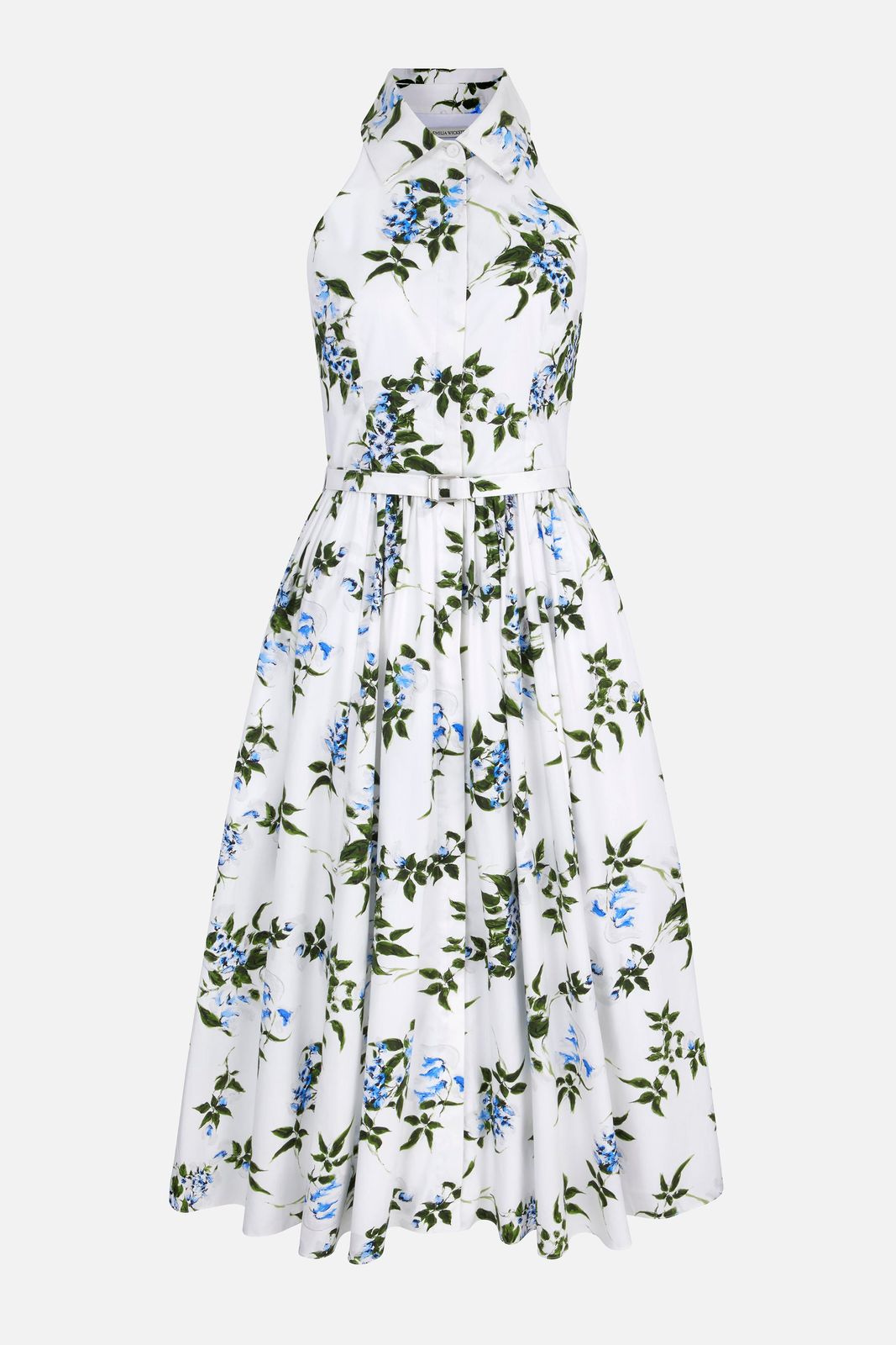 Norika Dress In Lilac Lillies & Cherry Print on White Organic Cotton
