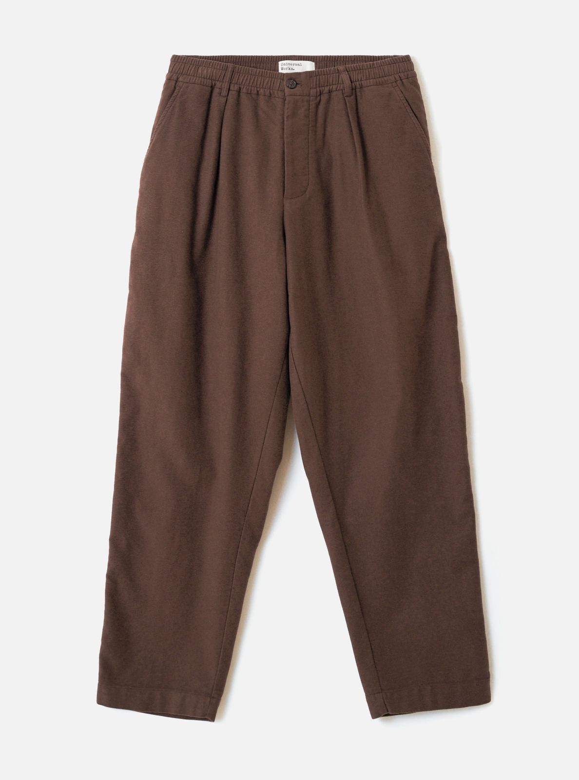 Brown Comfort Moleskin Pleated Track Pant