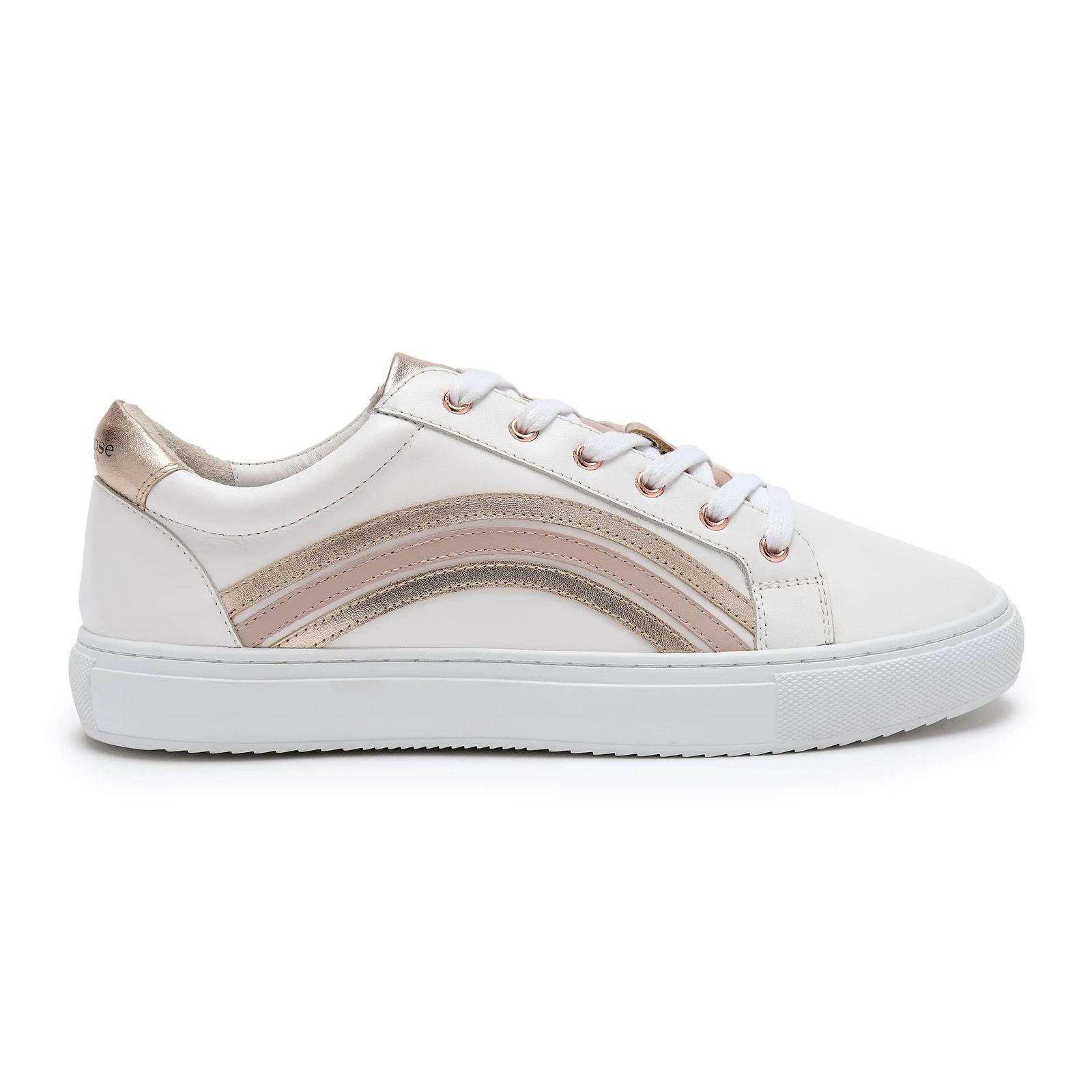 Hoxton - Rainbow Rose Gold & Pastel Pink Leather Trainers