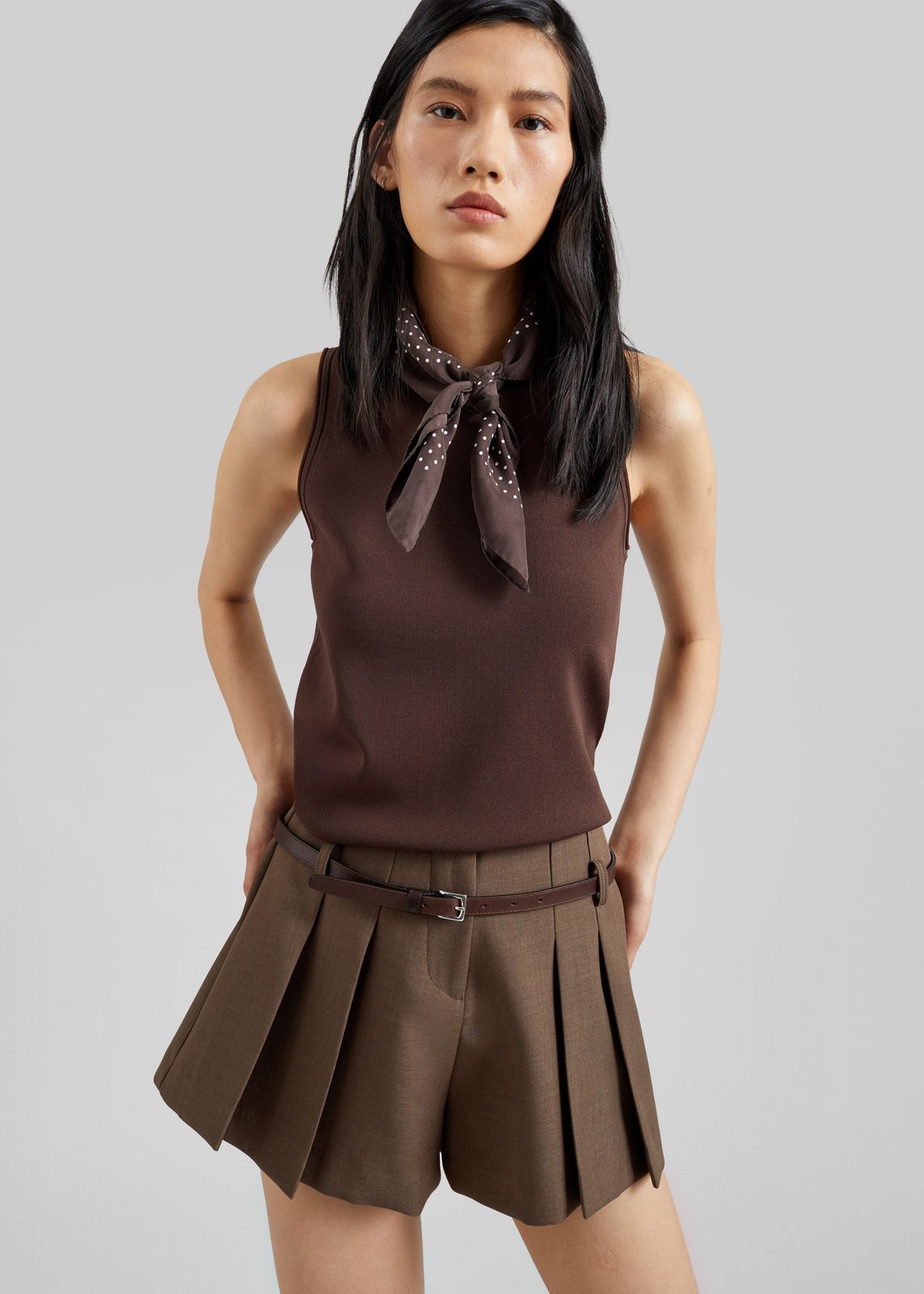 Kinna Knit Sleeveless Top - Brown