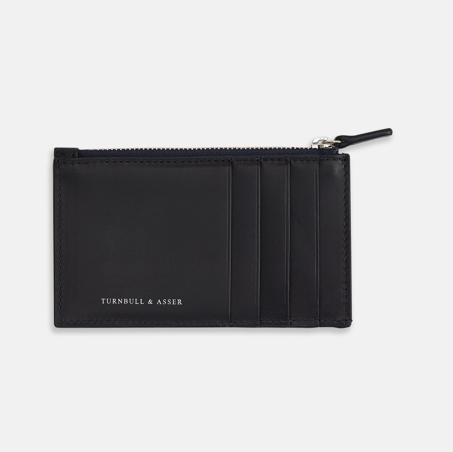 Navy Leather Zip Coin and Card Holder