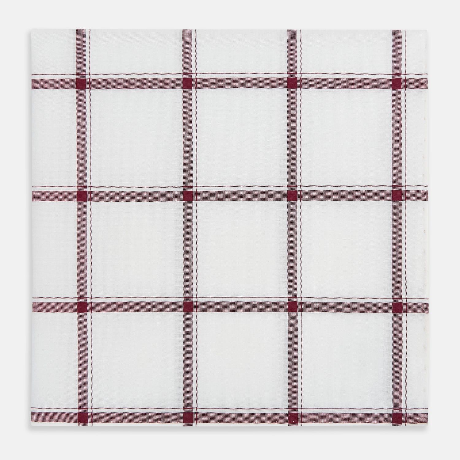 Burgundy Grid Check Hand-Rolled Handkerchief