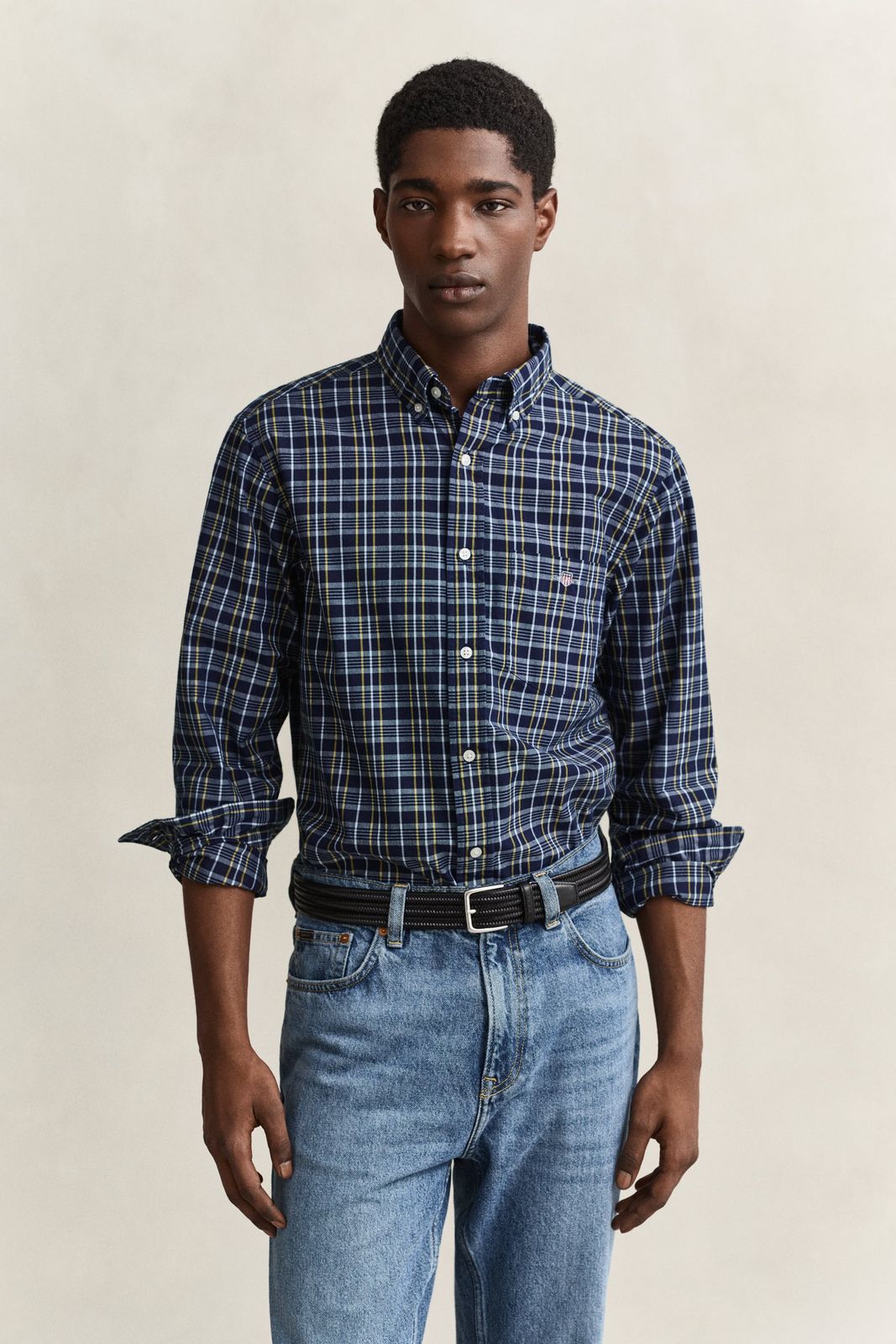 Checked Archive Poplin Shirt - INDIGO