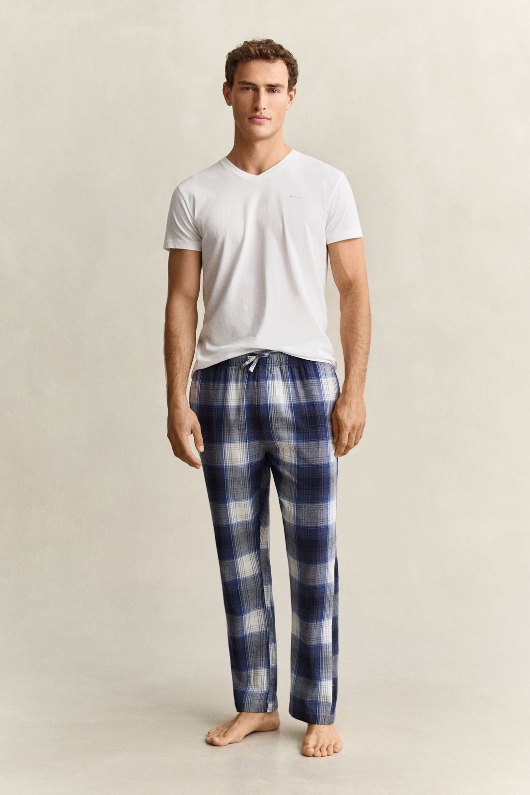 Checked Flannel Pajama Pants - MARINE