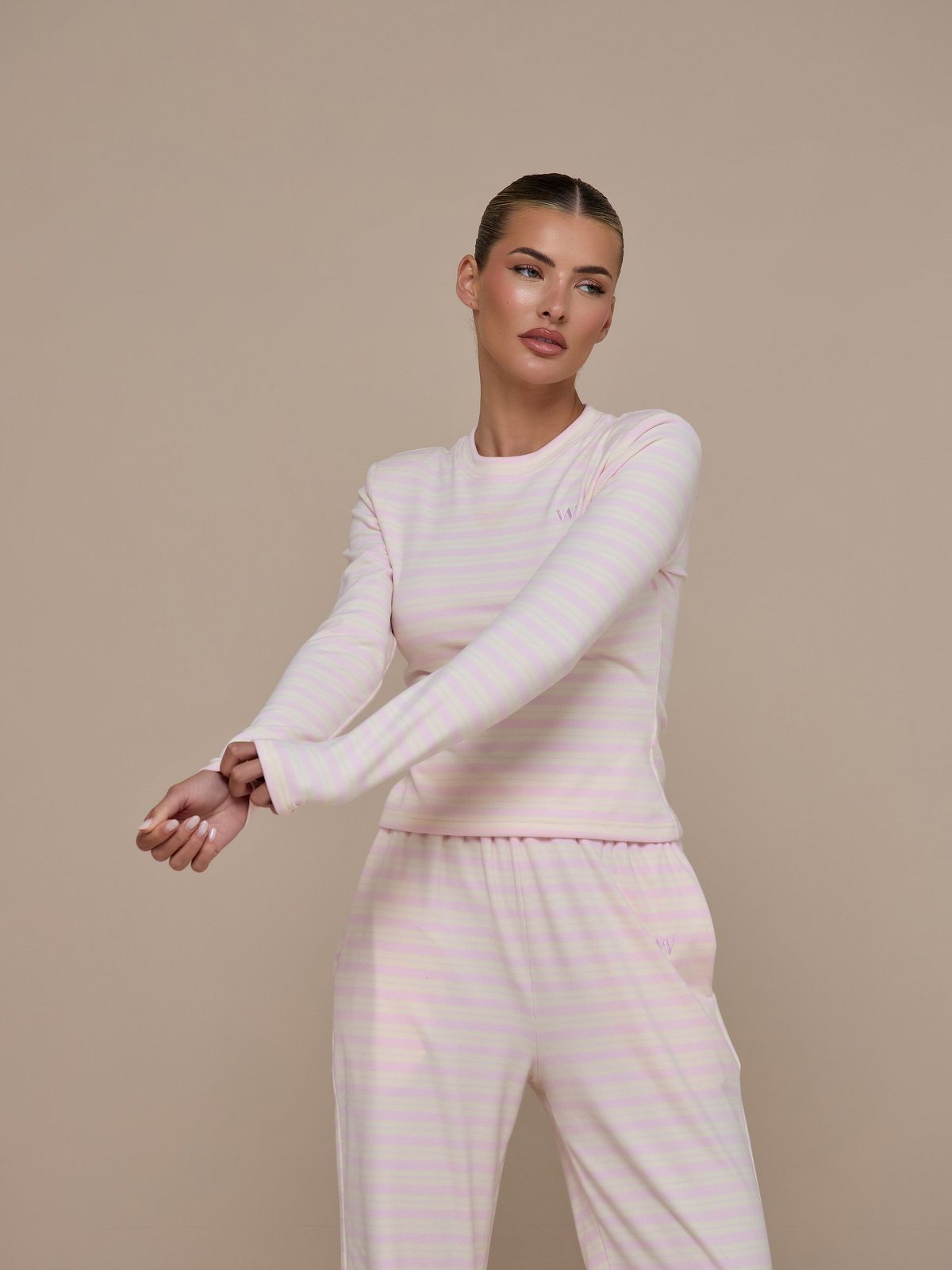 FRANKIE LONG SLEEVE ROUND NECK TOP | PINK & LEMON