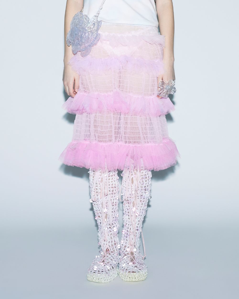 PINK GRADIENT SMOCKED SKIRT