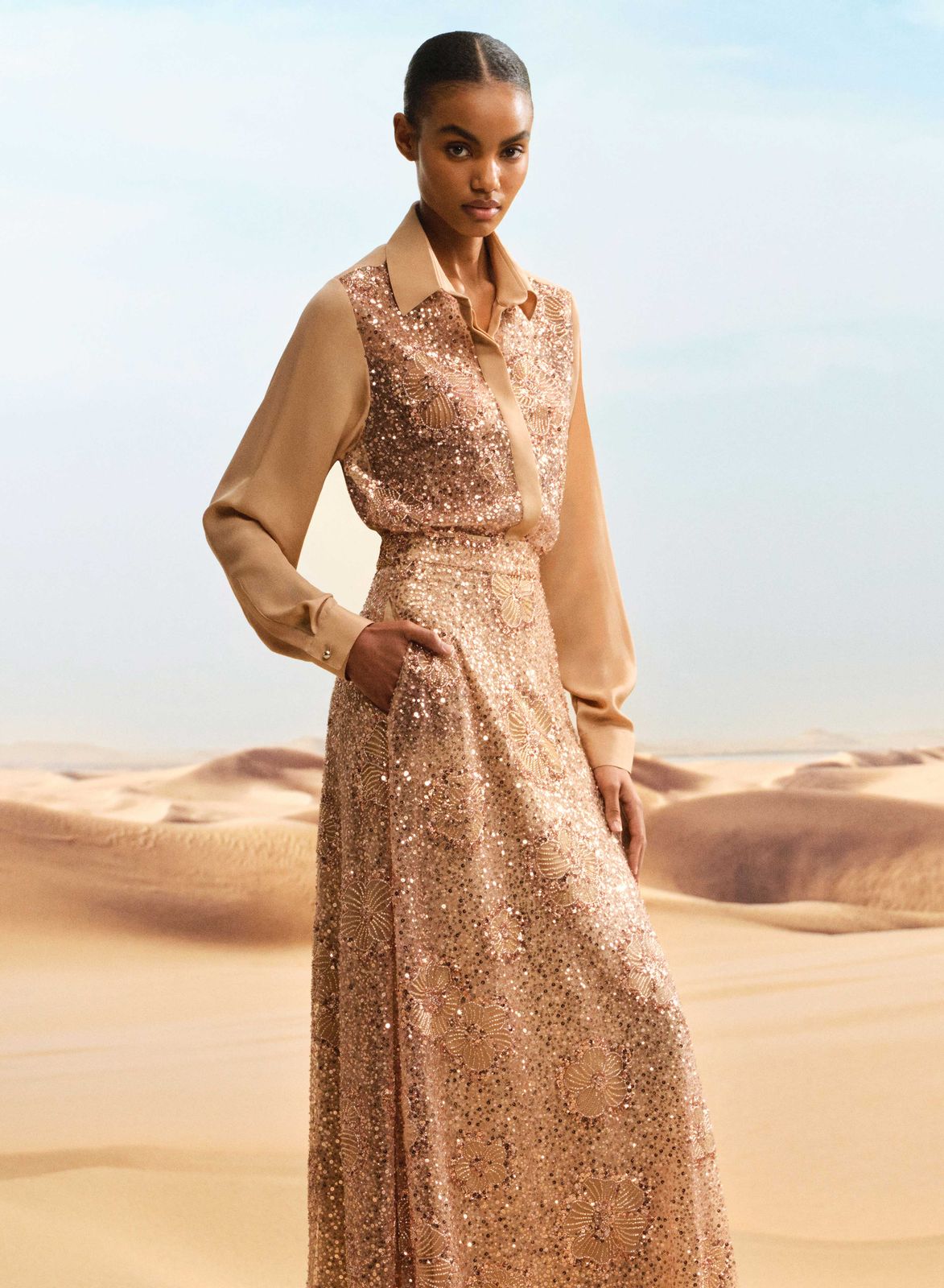 Sequin Embroidered Tulle Shirt