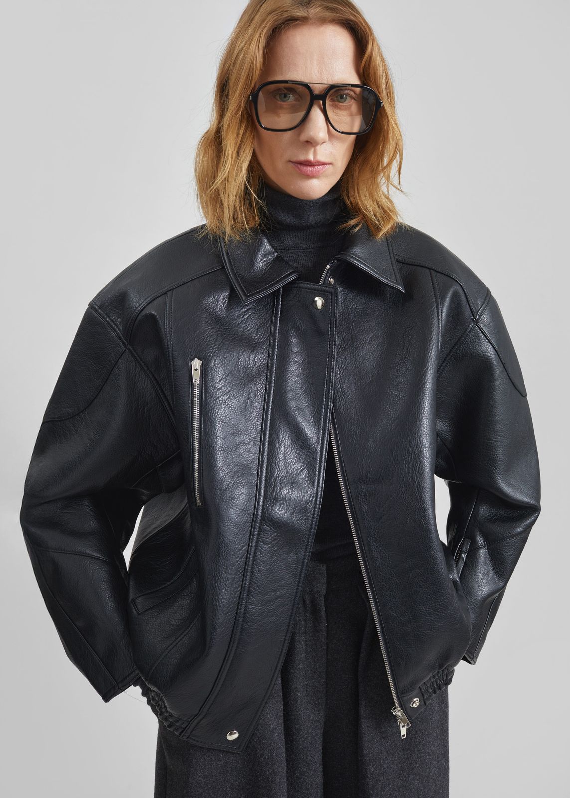 Enora Faux Leather Jacket - Black