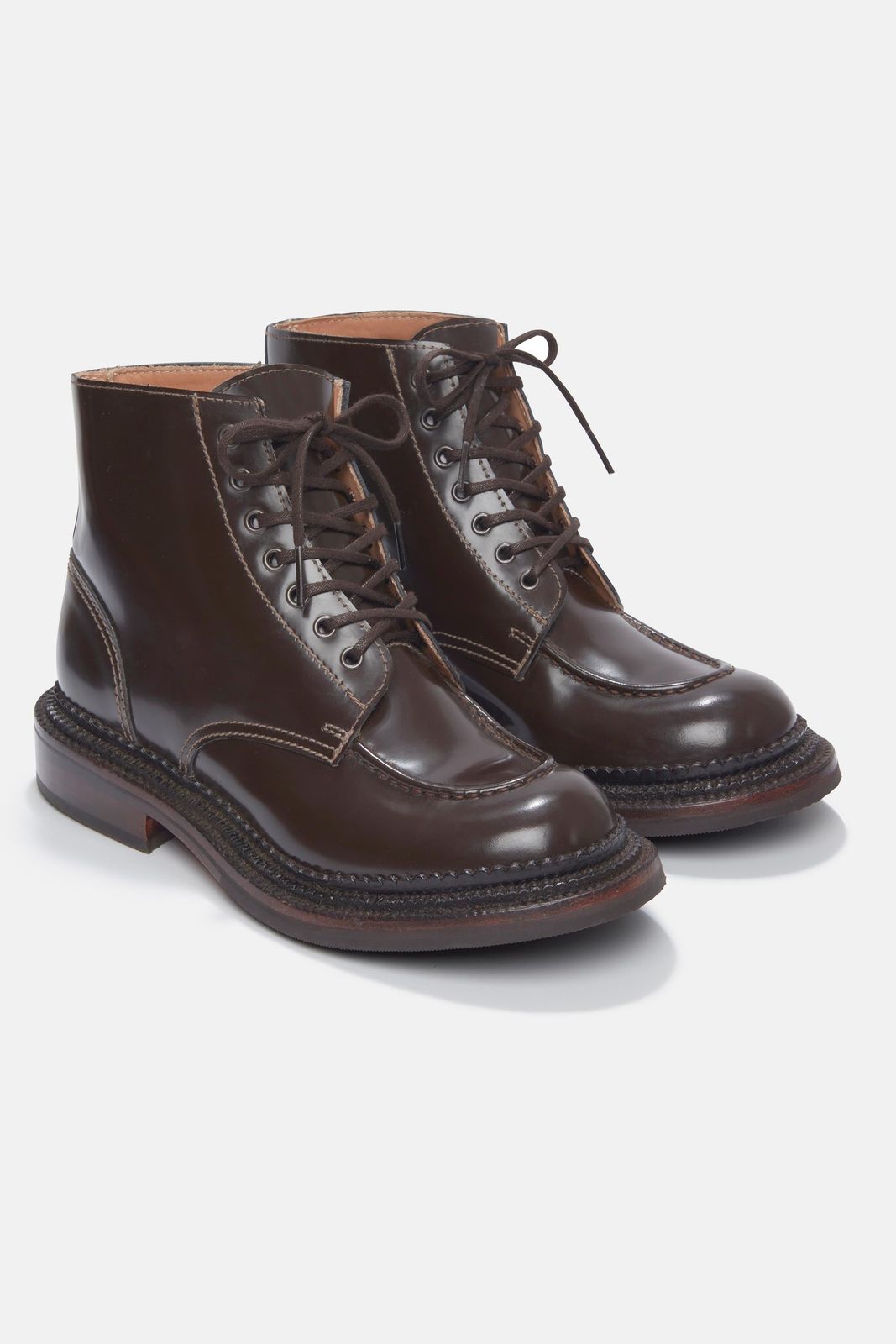 Grenson X Emilia Wickstead Valdine Shoe In Brown Gloss Leather