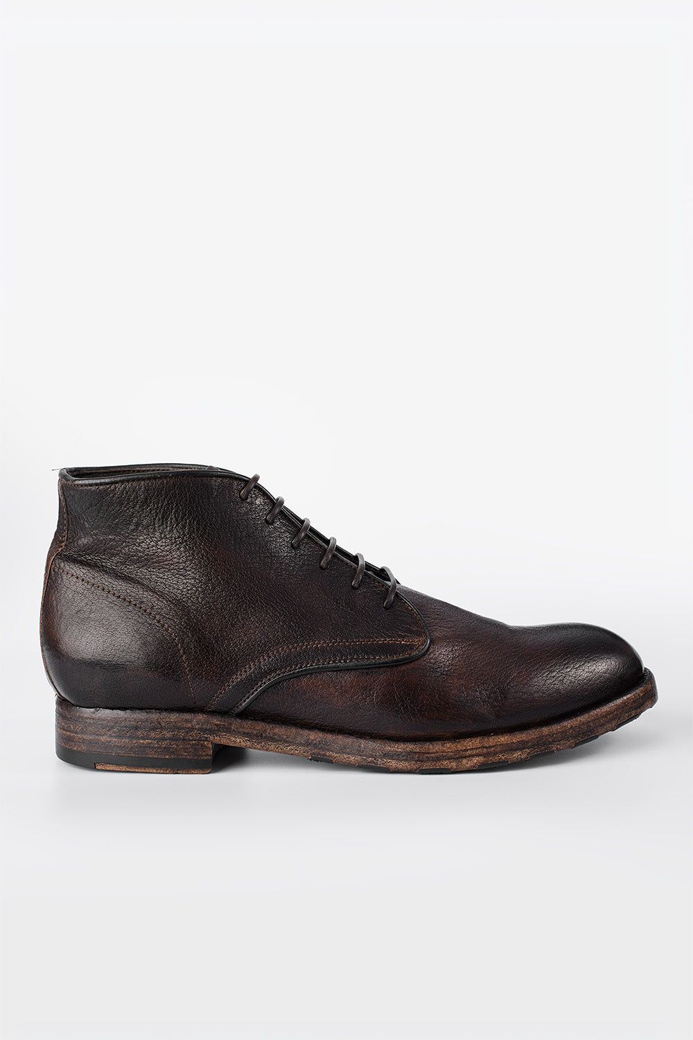 ASTON cigar-brown high chukka boots.