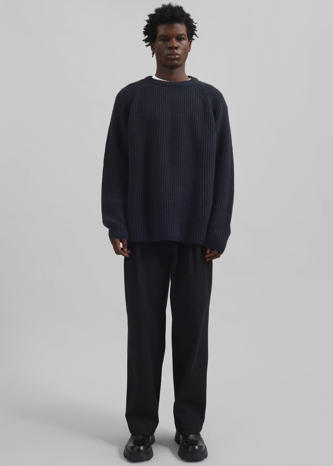 Stephen Pleated Denim Trousers - Black