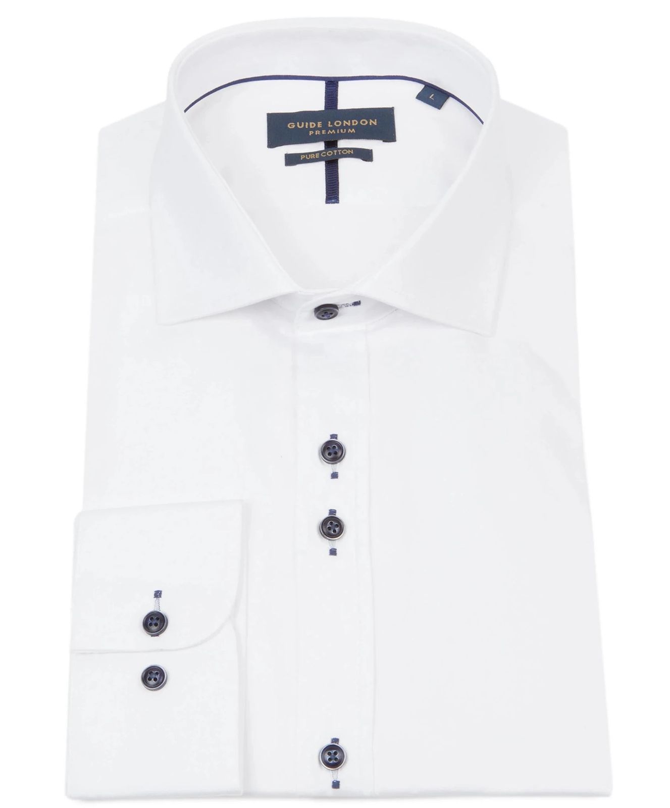 Long Sleeve Stitch Detail Classic White Shirt
