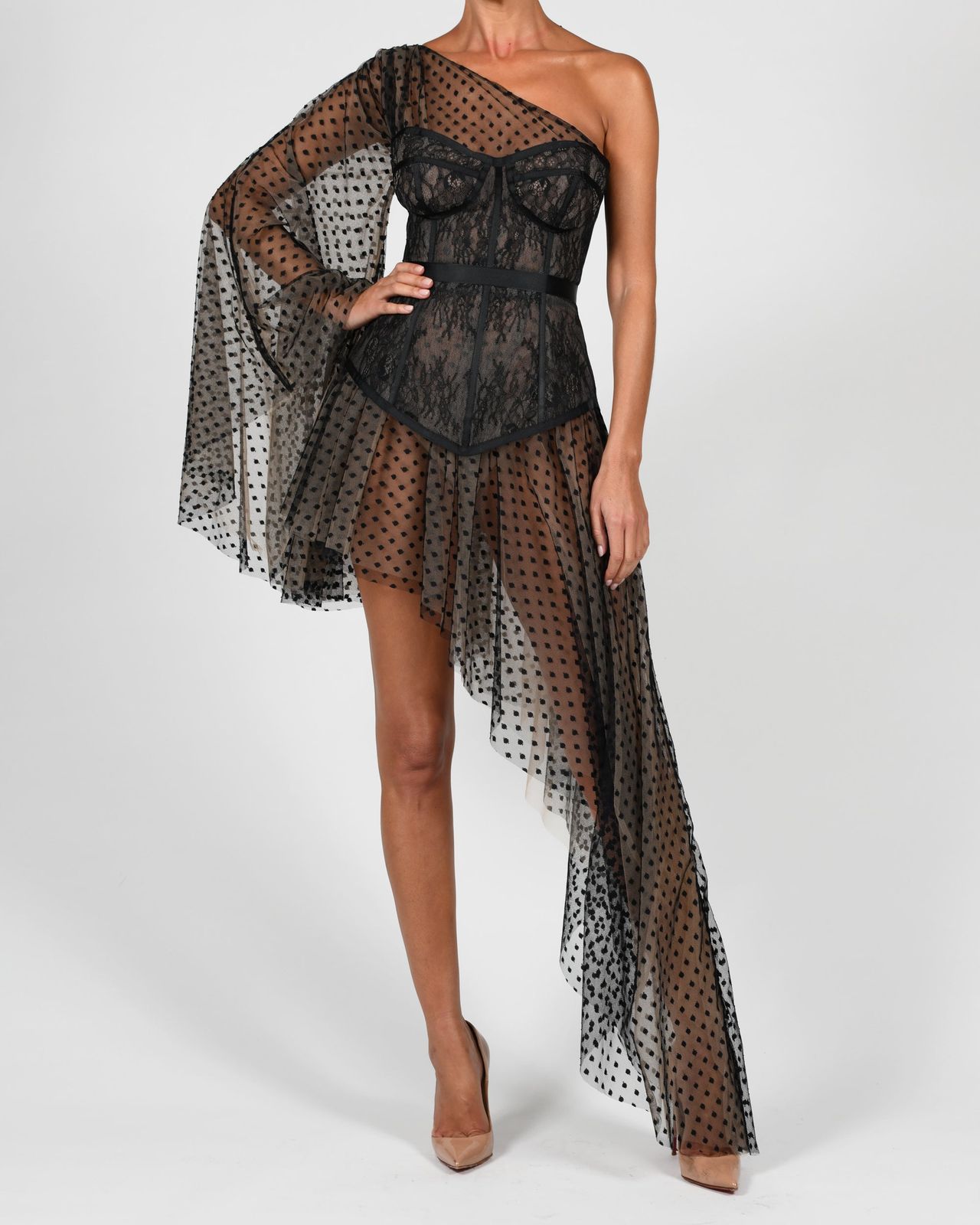 Evangeline Dress in Black Spot