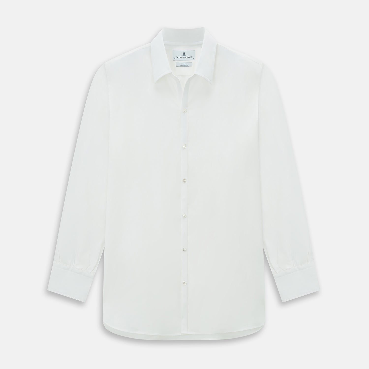 PLAIN WHITE WINDSOR SHIRT WITH TURNBULL OPEN COLLAR AND 3-BUTTON CUFFS