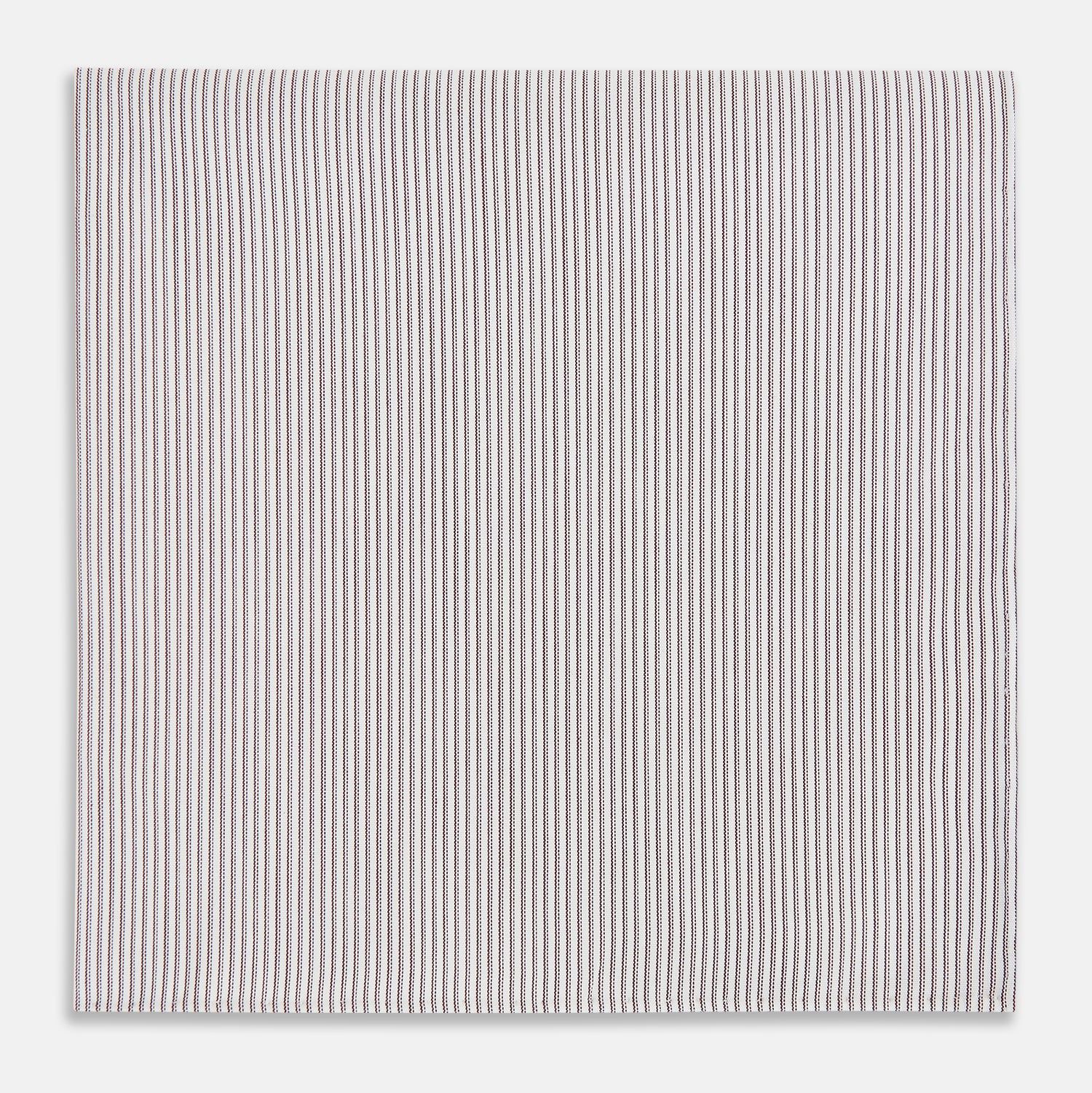 Brown Double Hairline Stripe Hand-Rolled Handkerchief