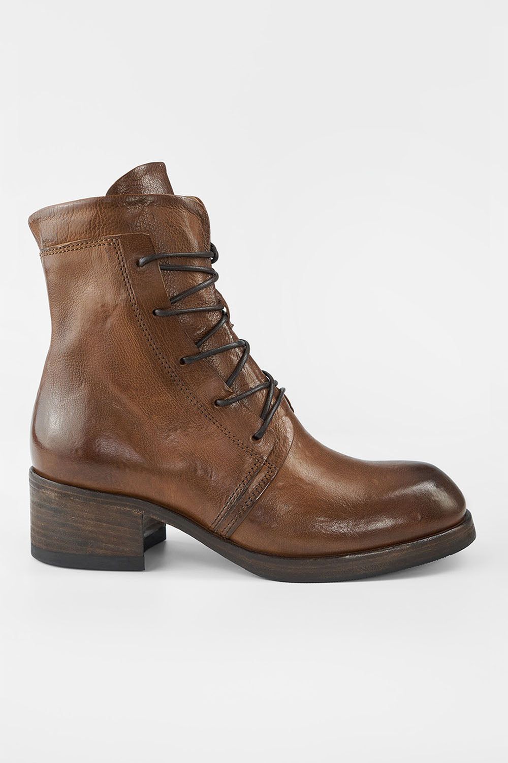 EXETER caramel-brown lace up boots.