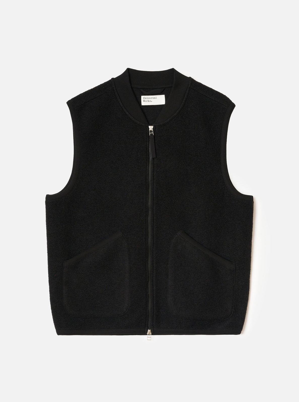 Black Wool Fleece Zip Waistcoat