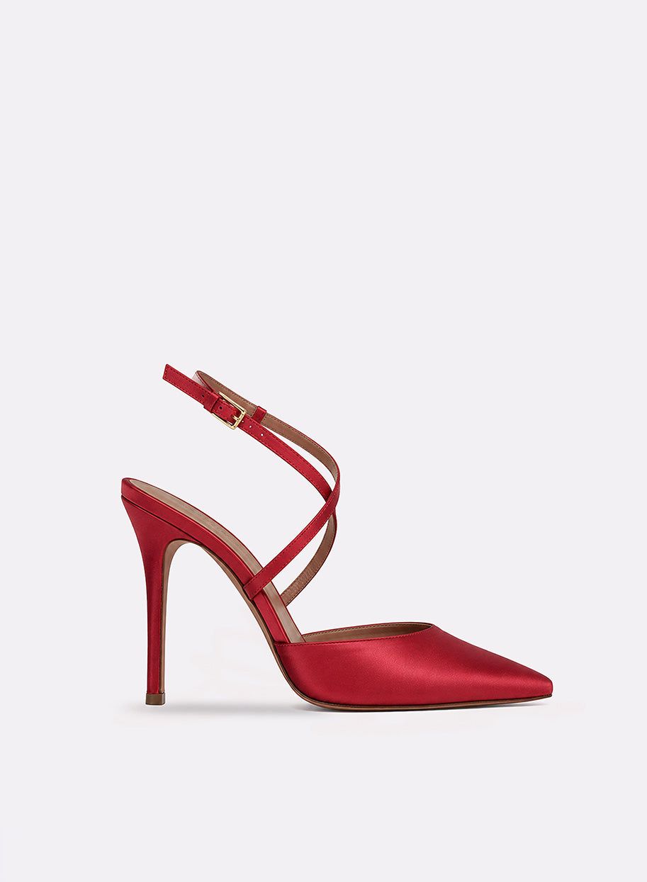 Satin Ankle-Strap Pumps
