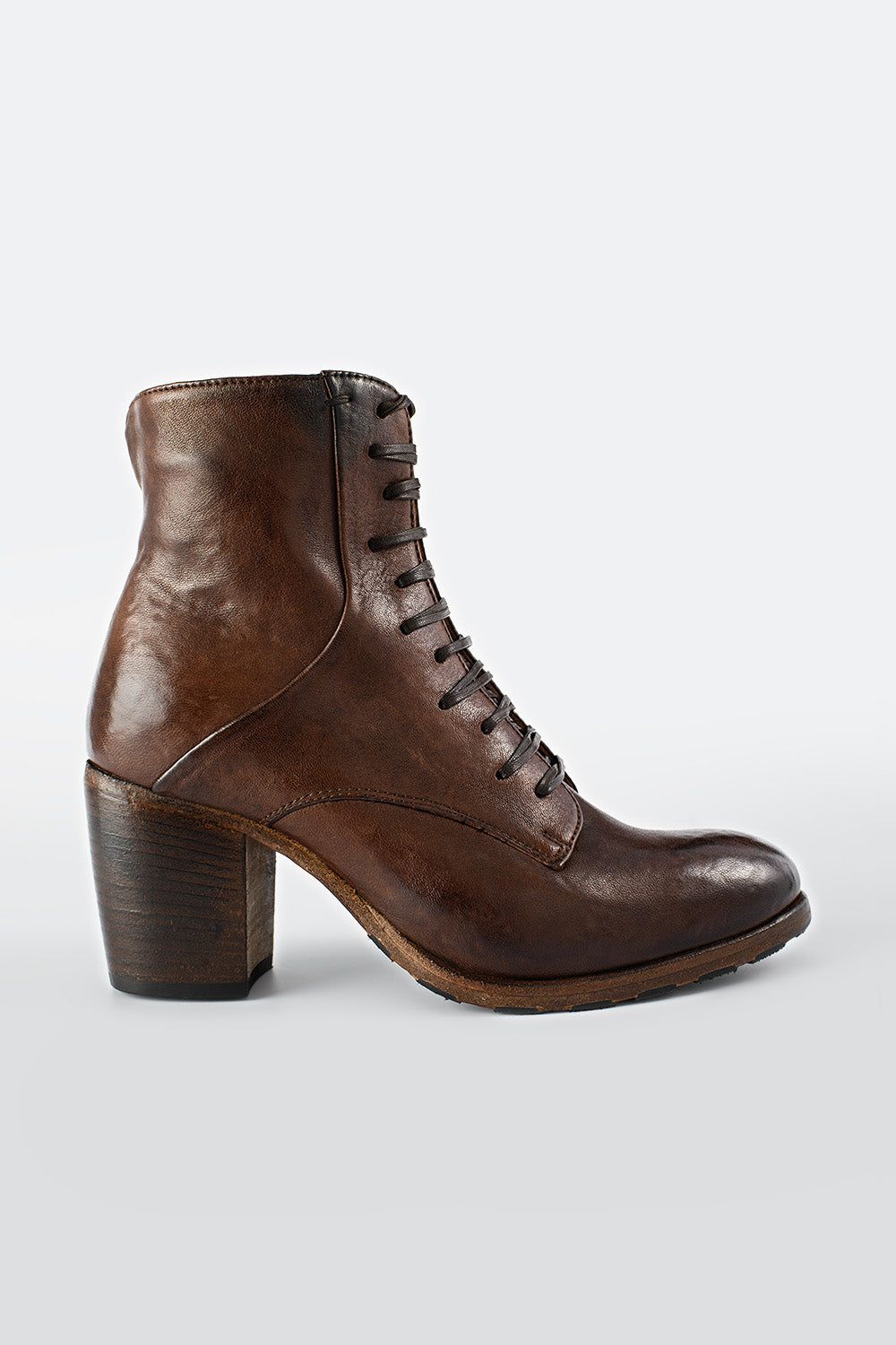 ASTON chocolate-brown lace up boots.
